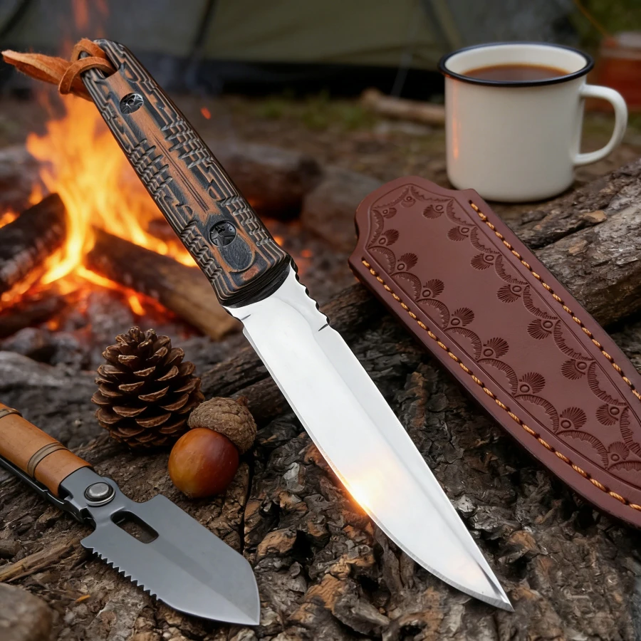 

Уличный прямой нож высокой твердости с лезвием 7Cr13Mov, ручкой Mikata, портативный нож для инструментов с функцией охоты, мужские подарки