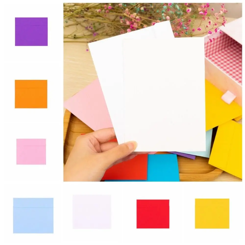 10Pcs/Pack Offset Paper Paper Envelopes Candy Color Thickening Colorful Envelopes Blank 105x93mm Mini Envelopes Greeting Cards