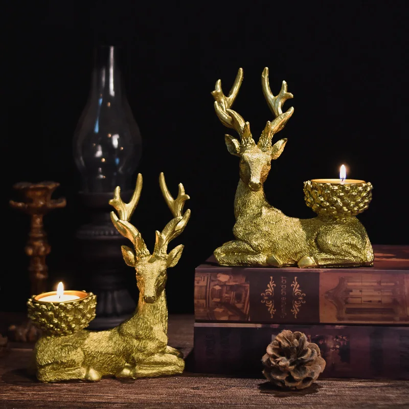 Creative Elk Resin Candlestick Christmas Home Dining Table Romantic Candlelight Dinner Decoration Photography Props