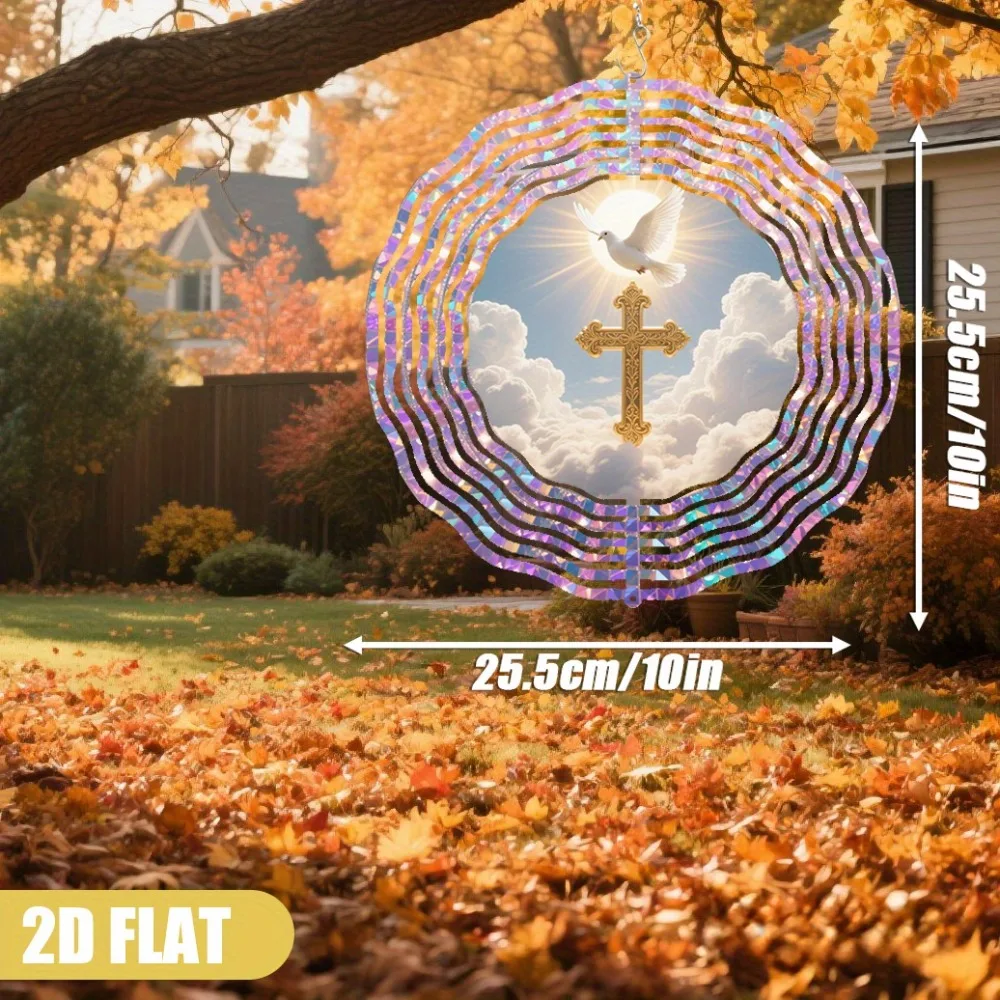 

Dove Holy Spirit Wind Chimes Heavy Iron Rotating Cross 10 Inch Outdoor Decor Spiritual Gift for Women Church Home Garden Valenti