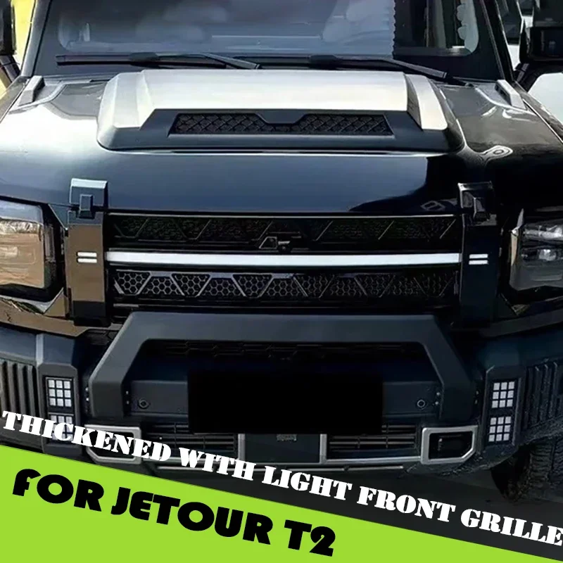 

Car Front Grille Fit for Jetour Traveller T2 2023 2024 2025 Modified JMK Upgraded Thickened with Light Grille Car Accessories