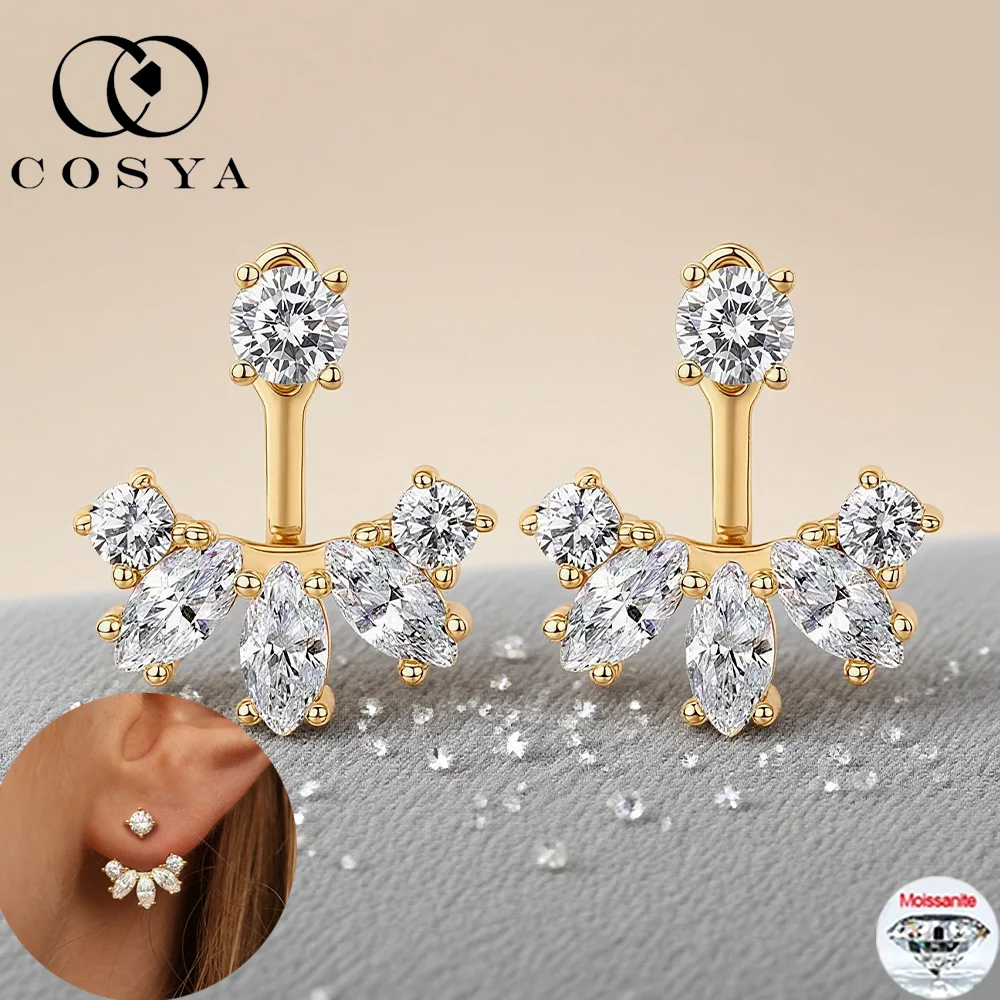 

Серьги-гвоздики COSYA 2 в 1, серебро S925 D VVS1, двухсторонние серьги с пирсингом и лабораторным бриллиантом для женщин, изысканные украшения