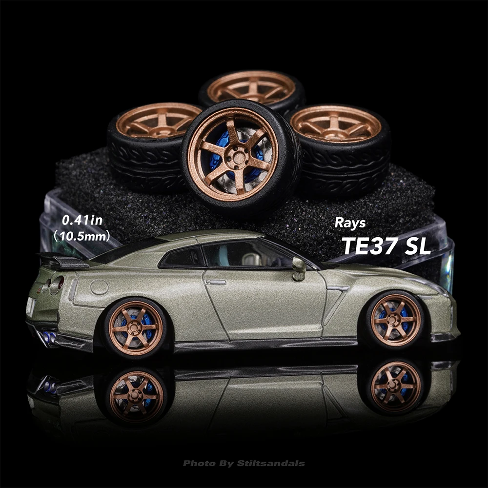 Chika 1/64 Wheels For Diecast Model Cars with Rubber Tires Luxury Refitting Parts Model Car for MiniGT Hotwheels Hobby Gifts