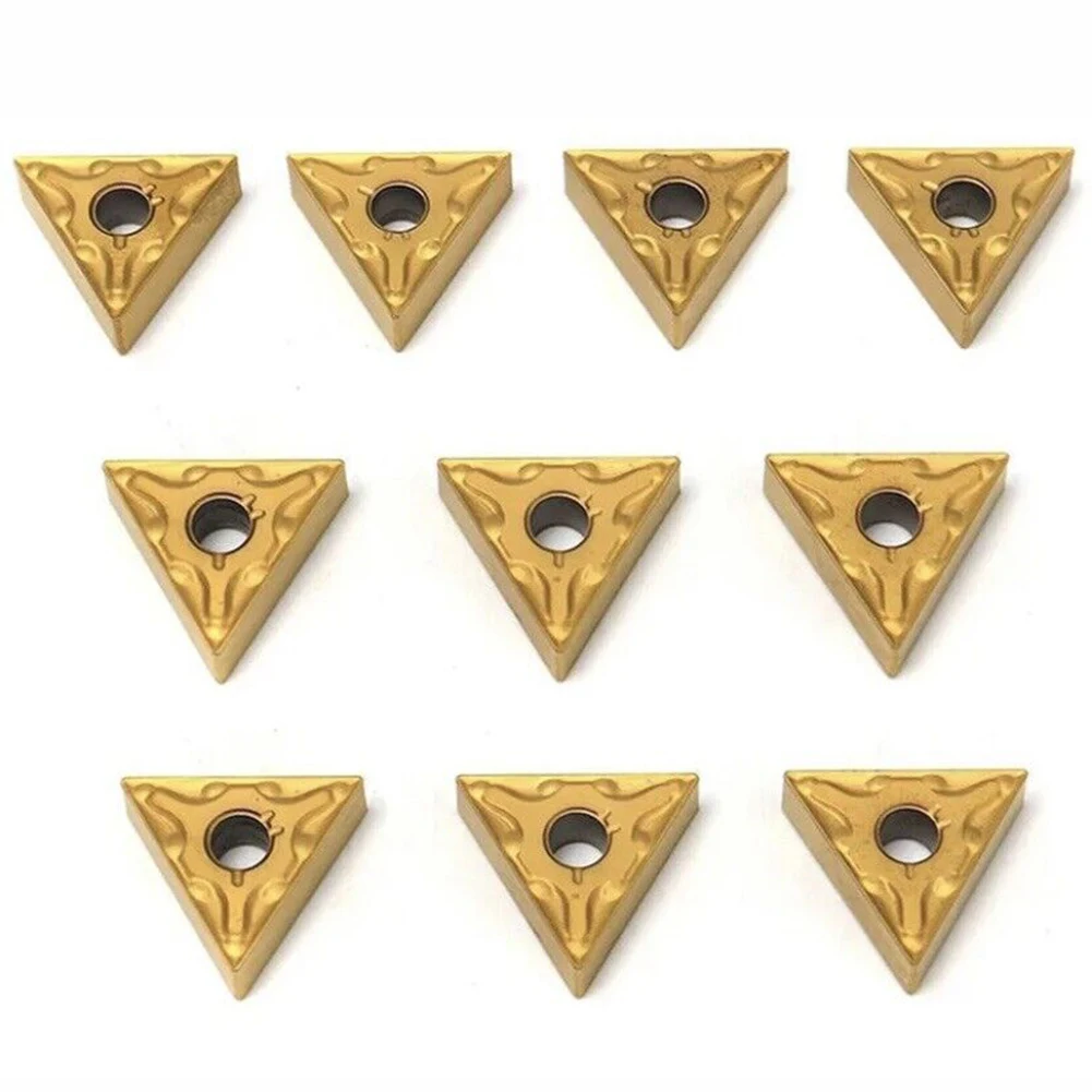 10pcs/Box Golden Lathe TNMG160404 Carbide Triangular Tips Inserts High-quality Steel Cutting Tools For Semi-fining