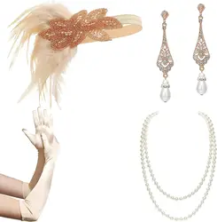 PESENAR 1920s Accessories Set Flapper 20s Gatsby Costume Accessories Set Roaring 20s Flapper Headband