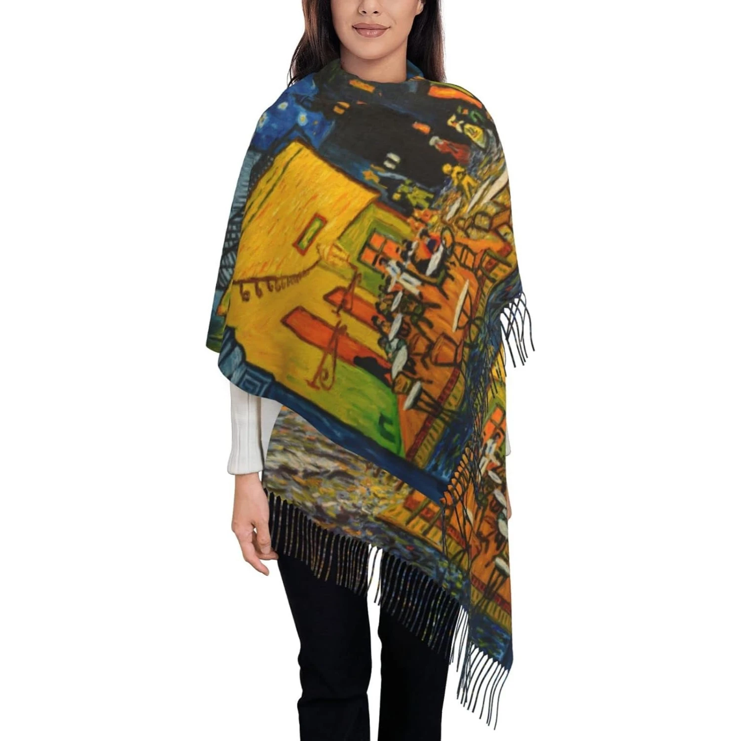 

Кафе Терраса на форум Квадратный Ван Гог Мягкое одеяло Шарф Длинная теплая шаль Накидки Шарфы для женщин