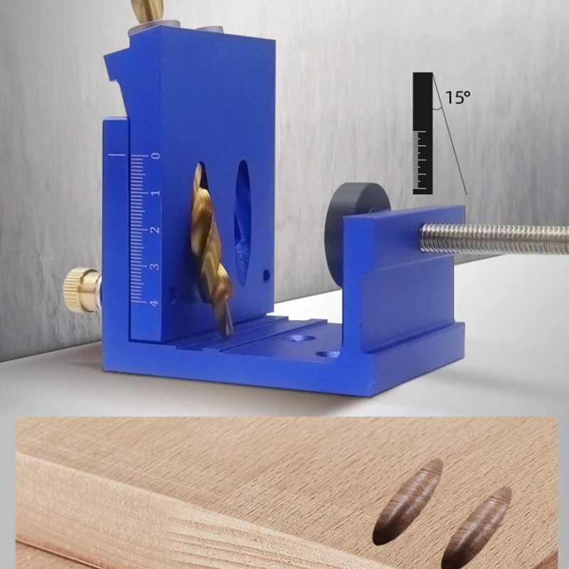 Bolso Buraco Guia Passador Jig, alumínio, oblíquo buraco localizador, Kit de perfuração, Woodworker Ferramentas DIY, 9mm Broca, durável B