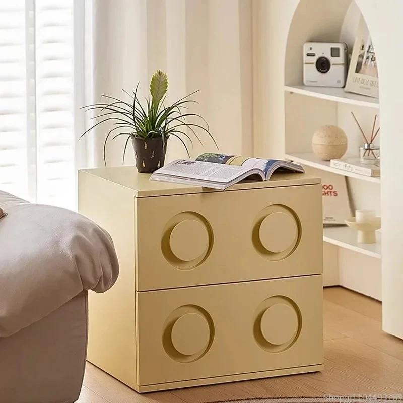 Nordic Creamy Dener Bedside Tle, Coloul Compact Bedroom Cinet, No Assembly【 It tak out days to make】