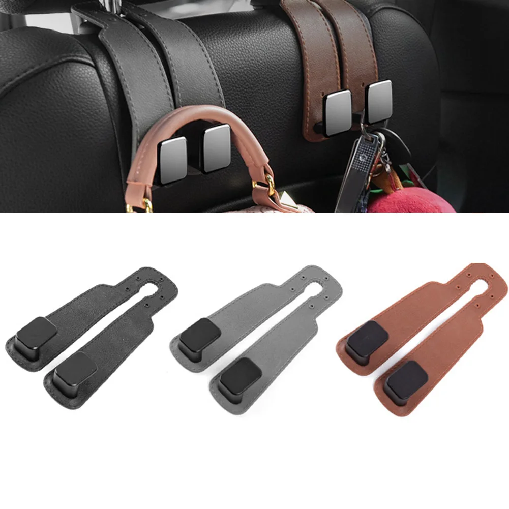 Quality Car Headrest Hook Premium Suede Rear Seat Hanging Dual Hook 20KG Large Load-Bearing Alloy Hook HangerUniversal