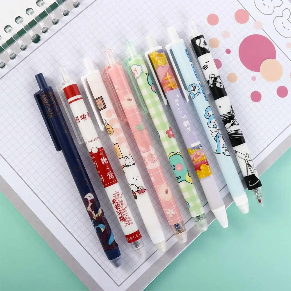 Kawaii Stationery for Kids Cartoons 0.5mm Washable Handle Press Pen Student Pen Erasable Pen Gel Pens