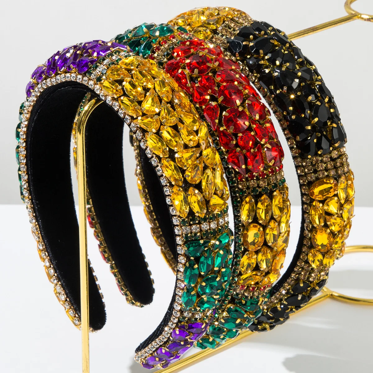 

Padded Rhinestone Headband Bejewelled Crystal Velvet Wide hairband Party Headwear Hair Accessories for Women Girls