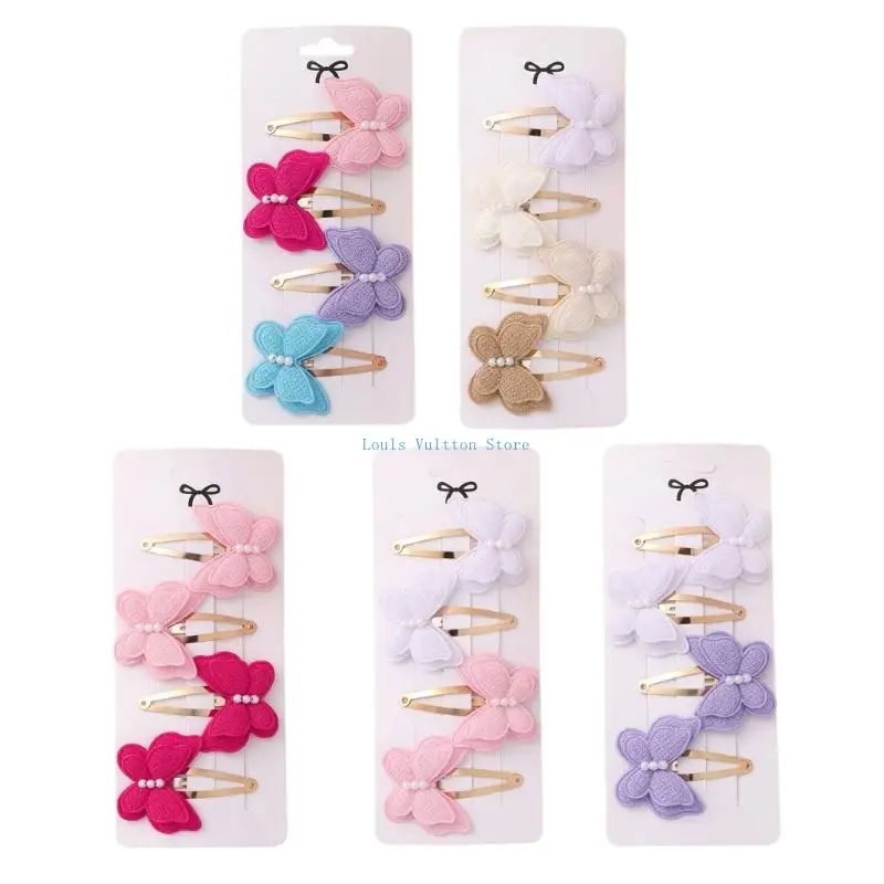 

L5YB 4Pcs Double Layer Bows Hair Clip Metal Barrettes For Stylish Women And Kids