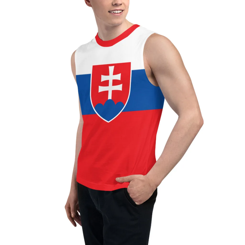 Sleeveless T-shirt Slovakia Flag 3D Men's Boys Tshirt Gyms Tank Tops Fitness Joggers Basketball Training Vest