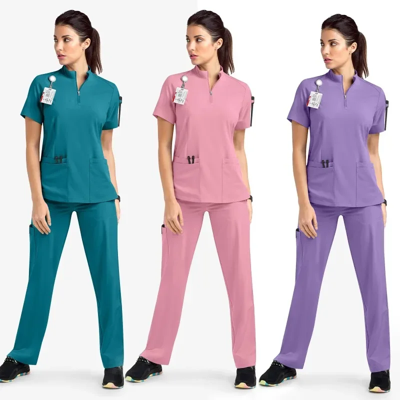 Vêtements de lavage à chaud pour femmes, ensemble de support uniforme, salopette, élastique, séchage rapide, salle d'opération médicale, mode