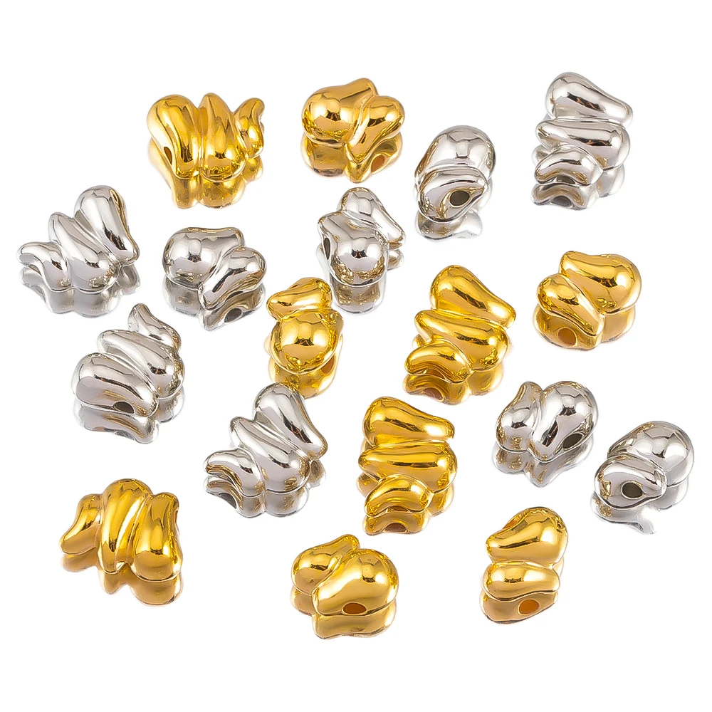 

50Pcs 10mm 14mm Gold Steel Color ABS Irregular Beads Loose Spacer Beads For DIY Jewelry Making Bracelet Accessories Crafts