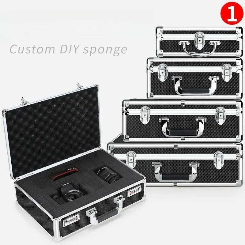 Rugged Heavy Duty Sturdy Portable Lockable Aluminum Alloy Toolbox Secure Storage Organizer Case for Home Garage Workshop