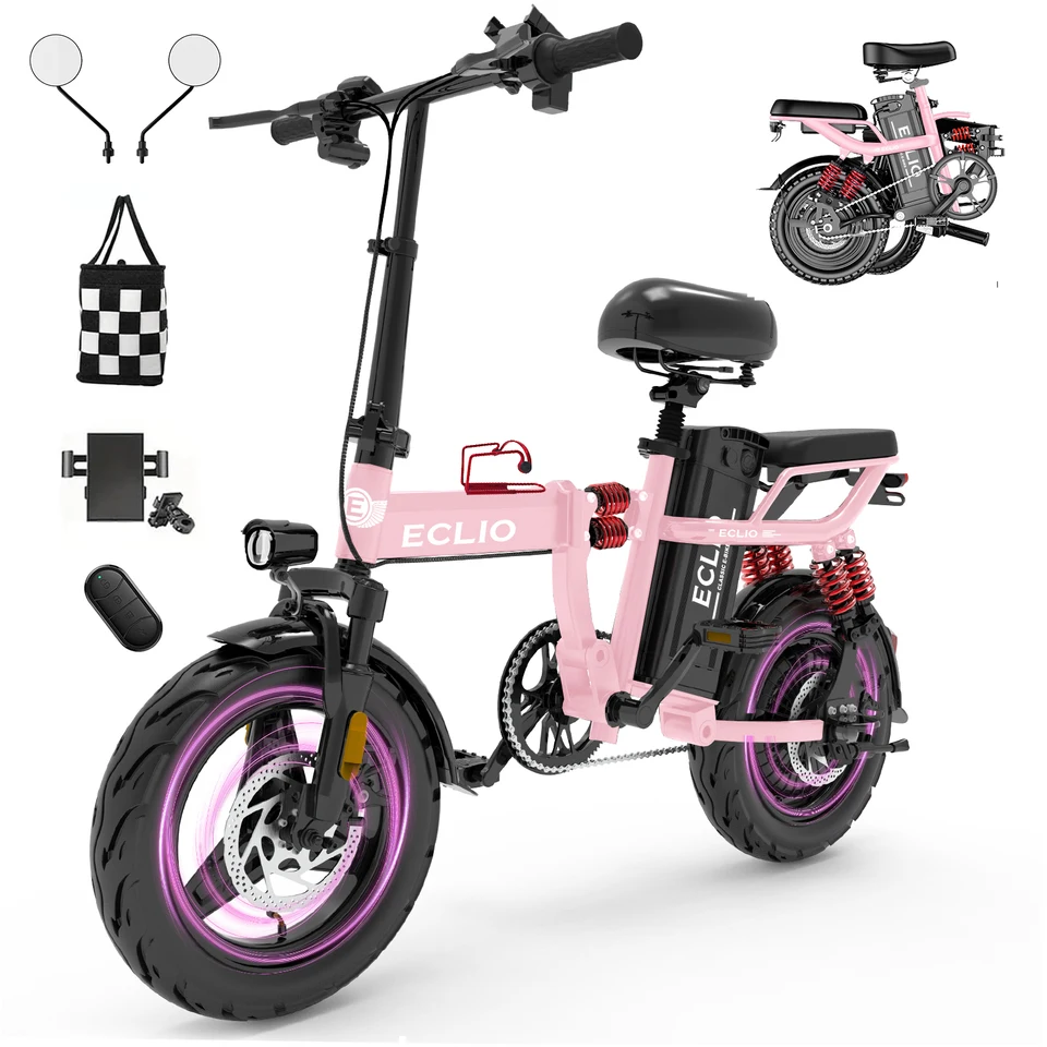 Folding Electric Bike, Electric Bicycle with 48V 14AH Removable Battery,  Electric Bike for Adults Teens,14'' Ebike