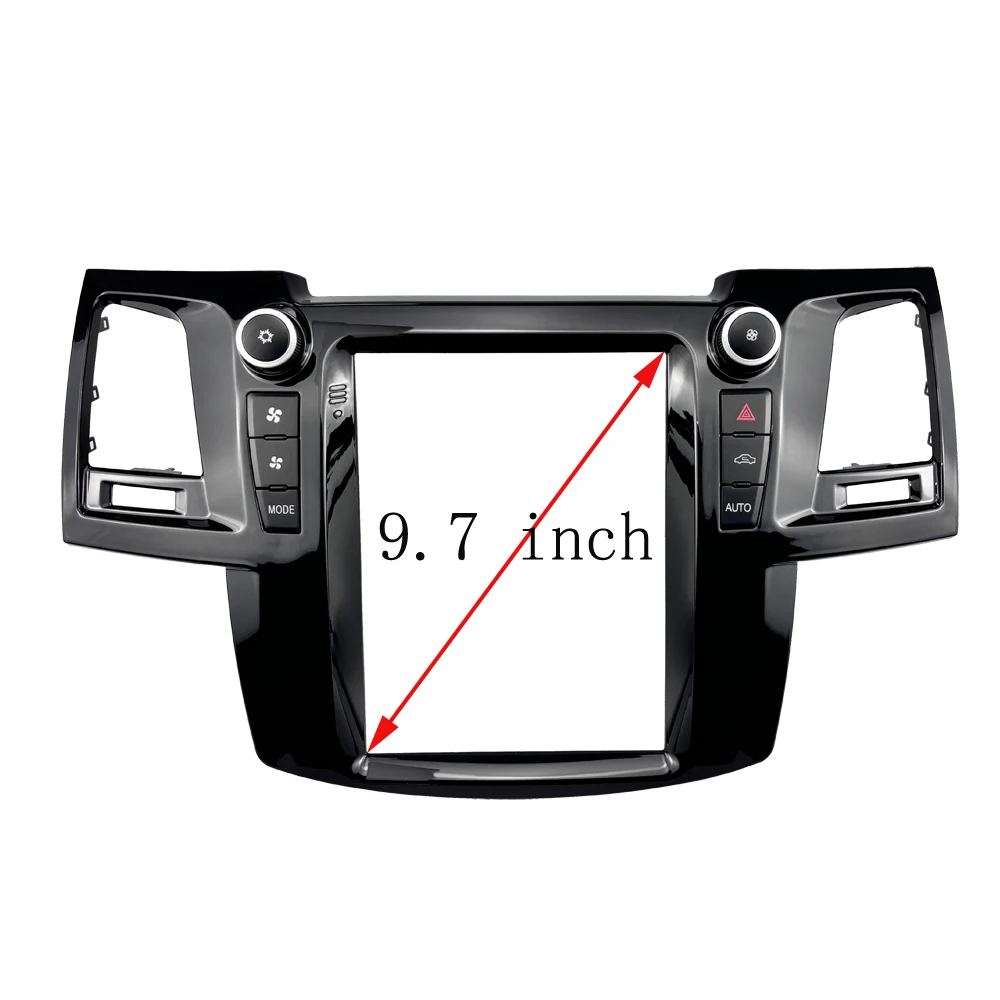For 2005-2014 TOYOTA FORTUNER/ VIGO/ HILUX (9.7" VERTICAL SCREEN)Car Radio Fascias Tesla Style Panel Android MP5 Stereo Frame ki view 4