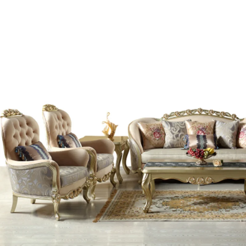 European style living room noble silk sofa set