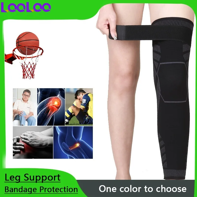 1Pcs Full Leg Sleeves Long Compression Leg Sleeve Knee Sleeves Protect Leg, for Man Women Basketball, Arthritis Cycling Sport