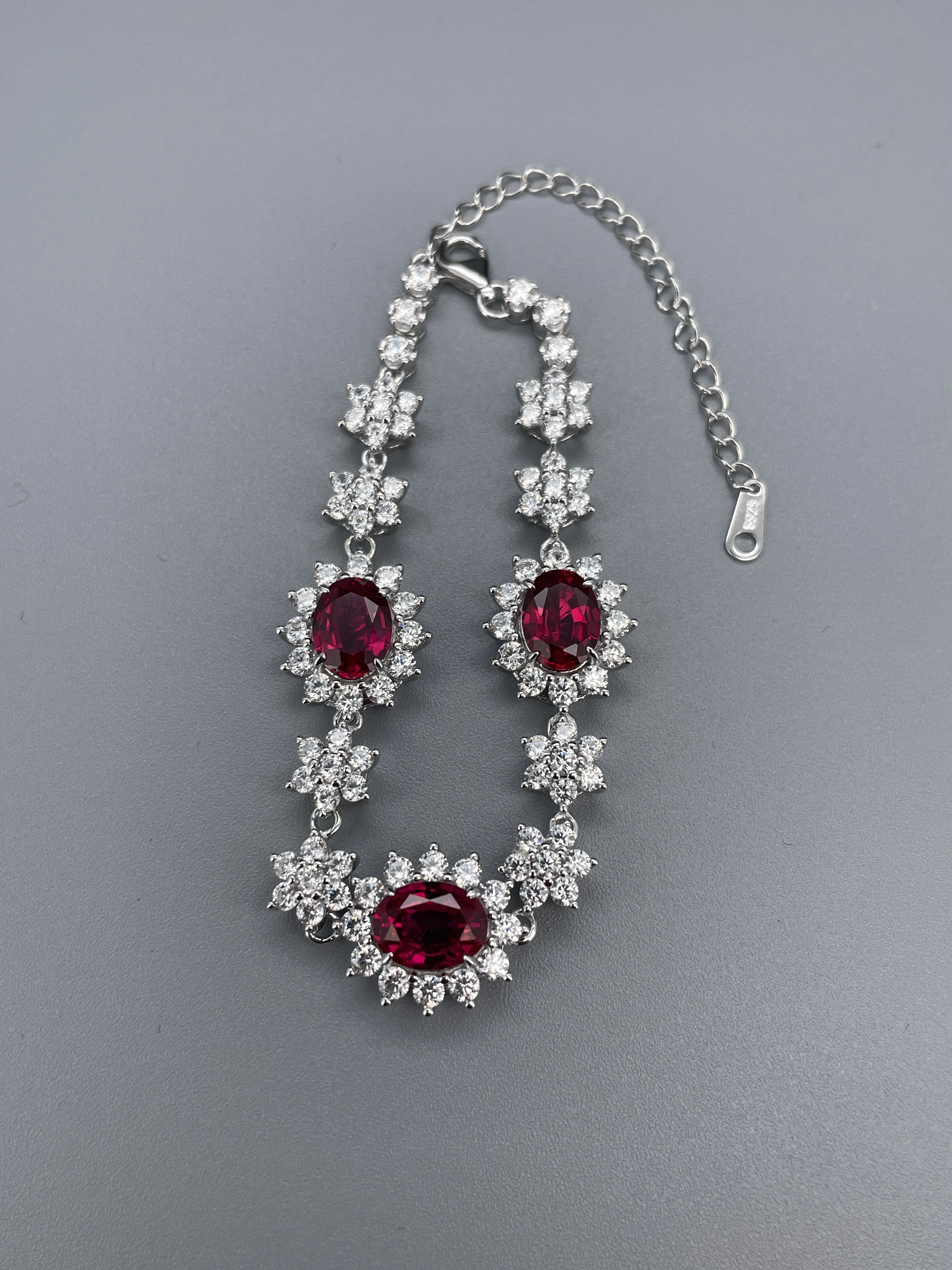 Fashion style 925 Real Silver lab grown ruby lab grown sapphire Fine Jewelry Bracelet