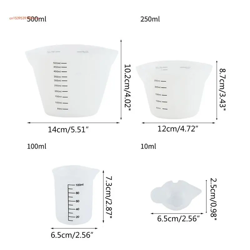 6 vasos silicona para mezclar y verter, vasos medidores resina reutilizables grandes 500ml y 250ml para moldes