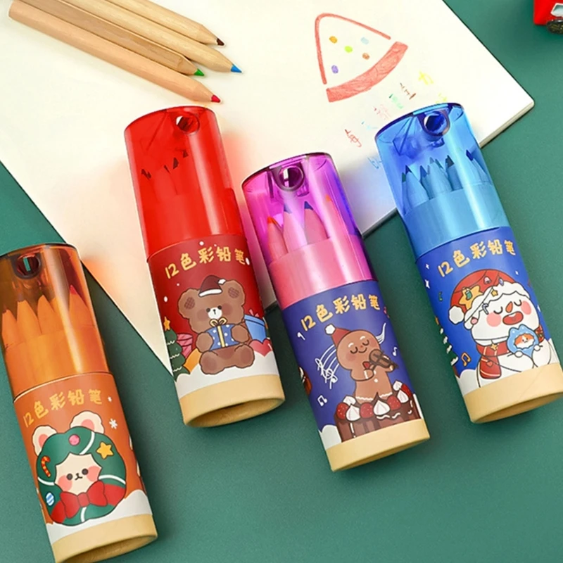 12Pcs/pack Colored Pencil Child School Supplies Stationery Barreled Oily Colored Pencils Art Tool for Adult Kid Coloring