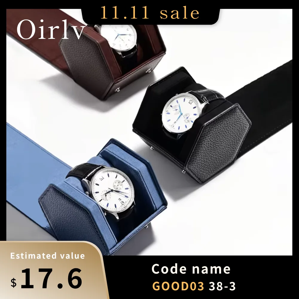 

Oirlv Newly 1 Slot Watch Bag Packing Premium Leather Watch Travel Case Luxury Leather Football Hexagon Watch Bag Roll Organizer