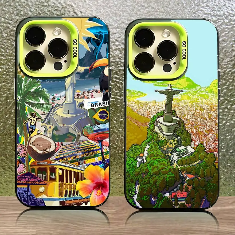 

Rio de Janeiro-Brazi Phone Case For iPhone 16,15,14,13,12,11,Pro,XS,Max,Plus,Mini,SE Green Candy Matte Shockproof Cover
