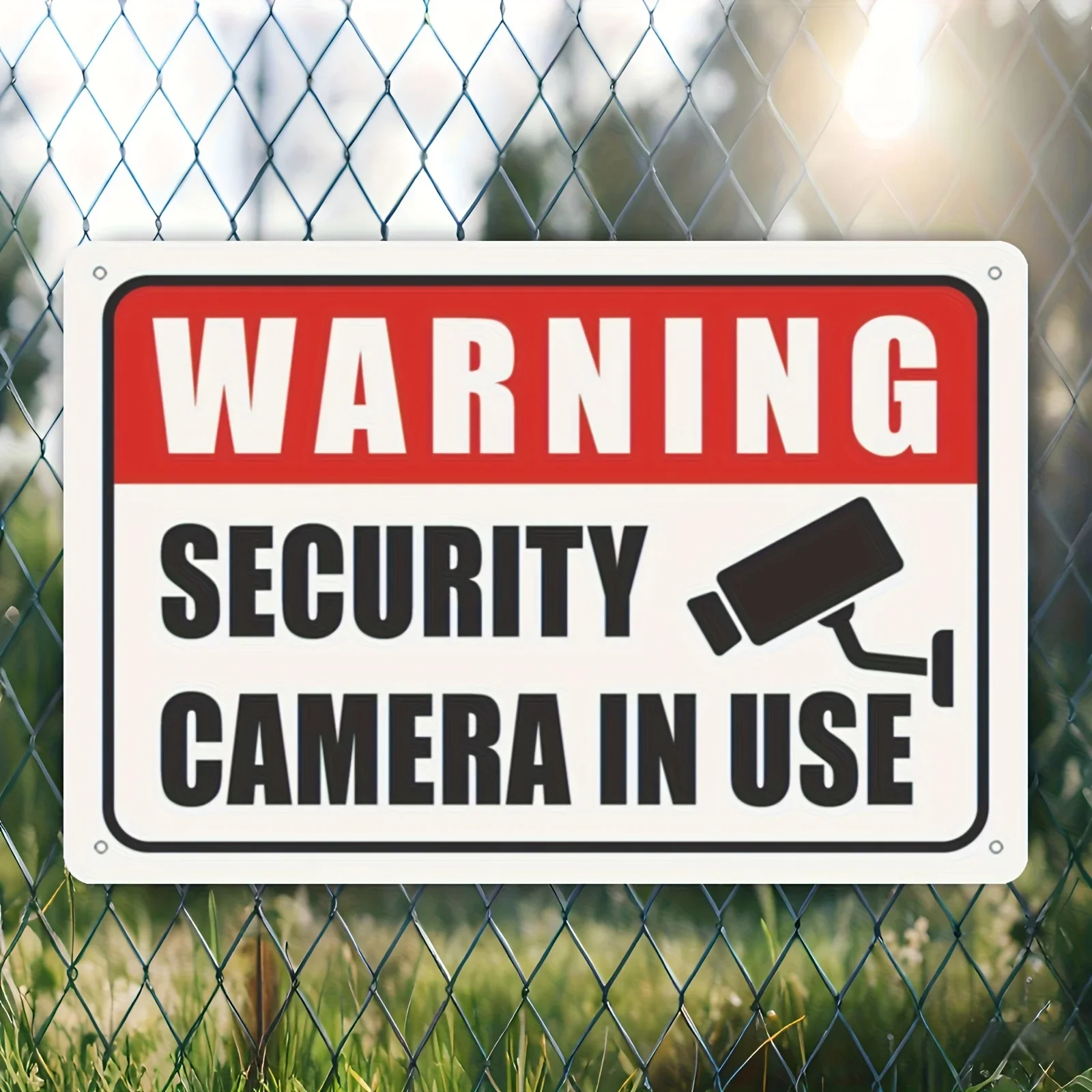 1pc Security Camera Warning Iron Sign 7.8 X 5.8 Inches - Traditional Red/White/Black Surveillance Wall Decor, Suitable for Outdo