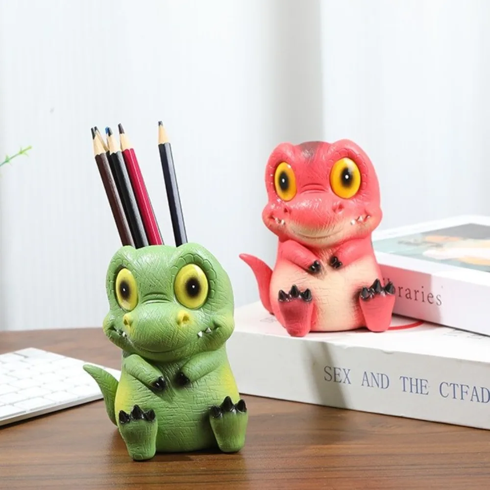 Dinosaur Pencil Holder Resin Creative Pen Holder Large Capacity Table Decorative Accessories Desk Organizer for Classroom Home