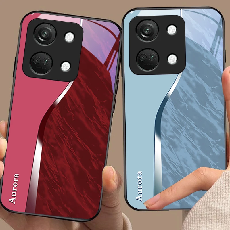 Water Pattern For OnePlus Nord 3 5 6T 7 Pro 8 12 10T Reno8 Lite 5G 10R Nord N30 Hard Shell Tempered Glass Phone Case Black