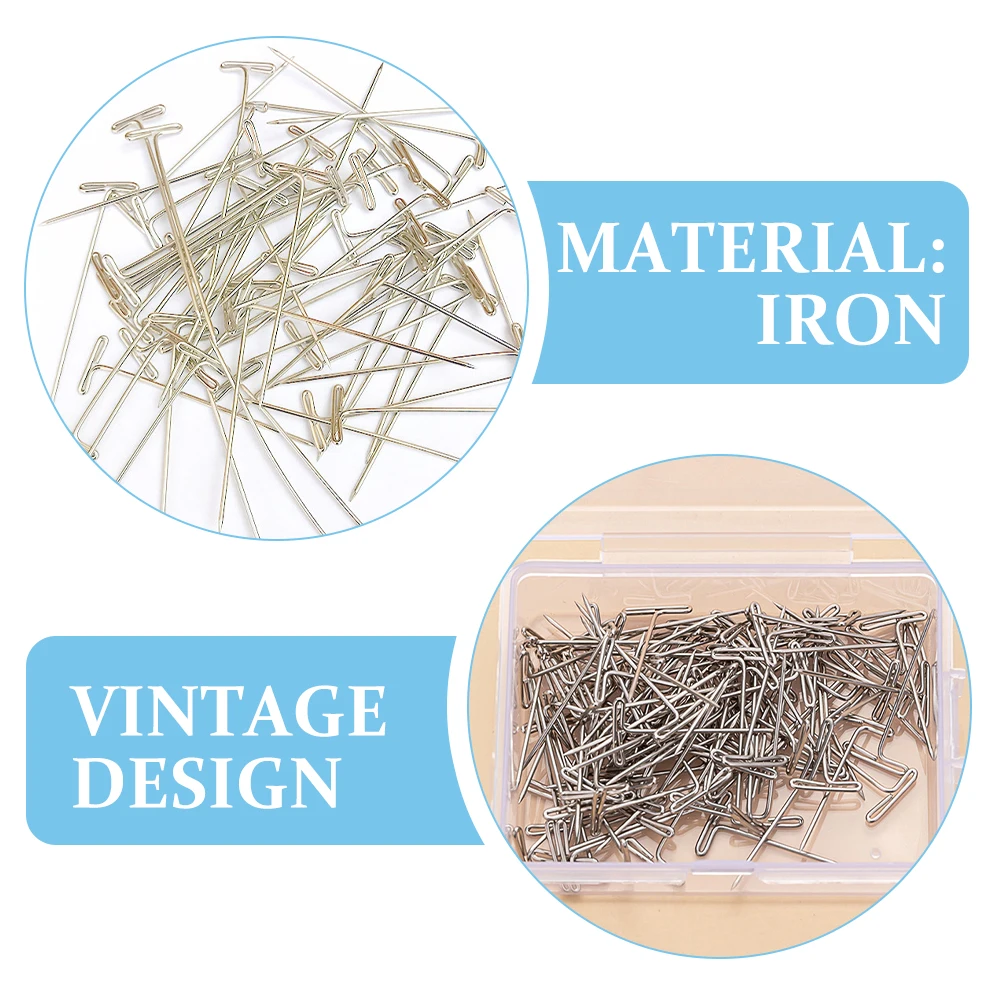 

200pcs Metal T Pins 51mm Hair Extension Tools Durable Reusable Making Styling Accessories Positioning Extensions