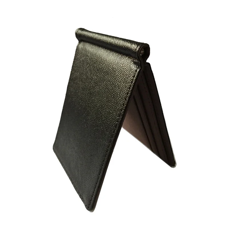 ใหม่มาถึงผู้ชายคลิปเงินโลหะ Minimalist บัตรเครดิตสีดําสีเทาสีขนาดเล็ก PU หนังกระเป๋าสตางค์สําหรับสด Carteira
