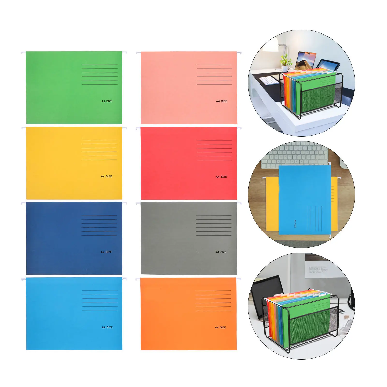 

8Pcs File Hanging Folders Office Filing Cabinet Organizer A4 Multi Slot Document Pouch Coupon File Holder Hanging Folder