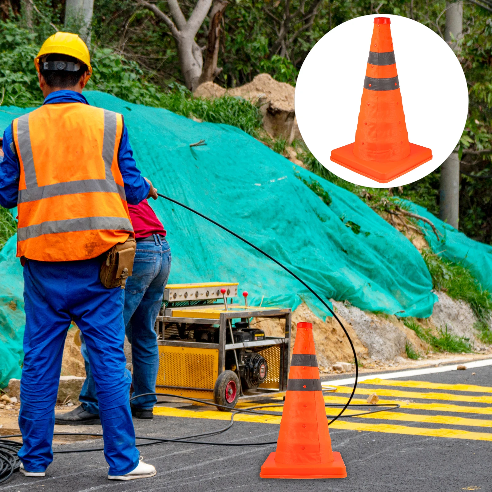 2pcs Extendable Marker Cones 45cm Collapsible Traffic Cone Orange PP Highway Breakdown Parking Reusable