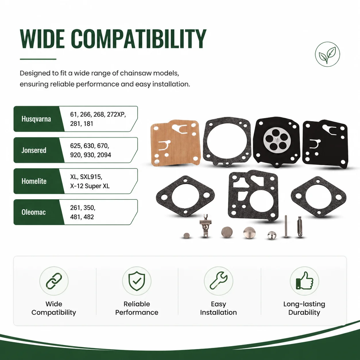 2 Pack Carb Kit For Tillotson RK-17HS Fits Homelite XL SXL915 Super XL Oleomac 261 350 481 482 Jonsered 920 930 2094 Saw Parts