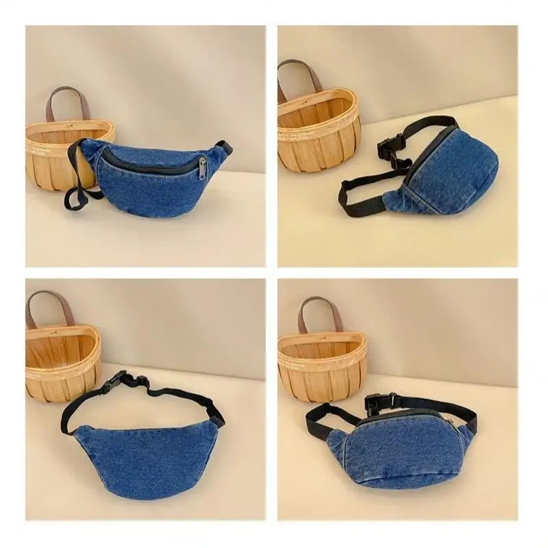 Denim-Gürteltasche mit Reißverschluss, Crossbody-Stil, Sling-Design, lässiger Stil, Denim-Material, lässige Umhängetasche für Jungen – Detail 6