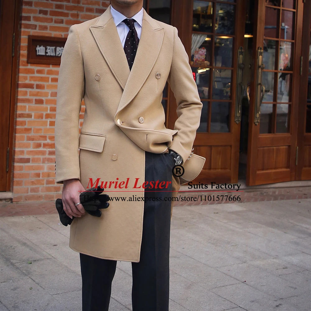 

Brown Winter Coat Men Suits Jacket Slim Fit Double Breasted Overcoat Veste Homme Smoking Business Daily Blazer Custom Made 2022