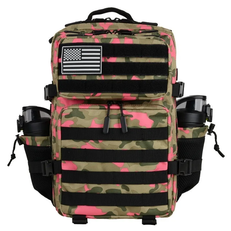 Tactical Camouflage Large-capacity Backpack with Velcro Fastening for Outdoor Activities, Durable, Water-resistant, 45L Capacity