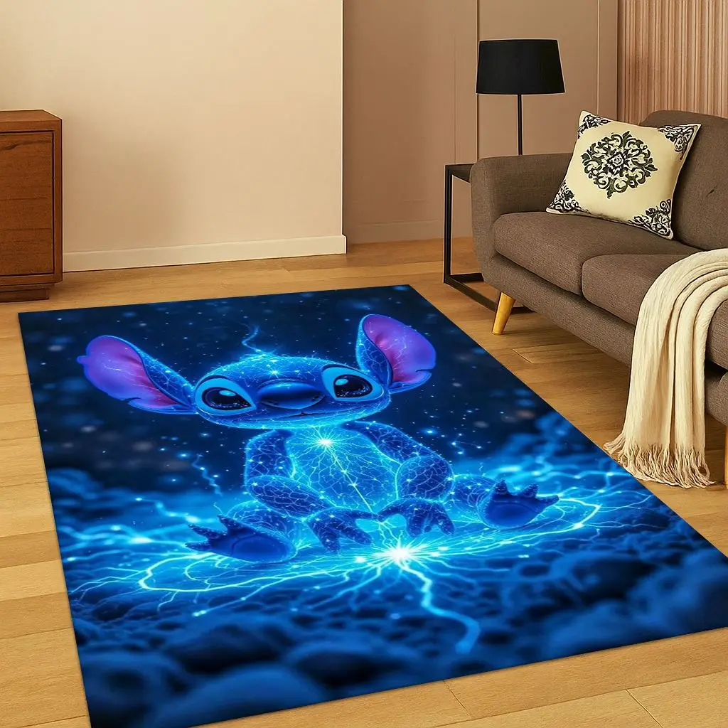 سجادة أطفال لطيفة على شكل رسوم كرتونية من Lilo & Stitch لغرفة اللعب وغرفة المعيشة وغرفة النوم، سجادة أرضية للعبة غير قابلة للانزلاق هدية