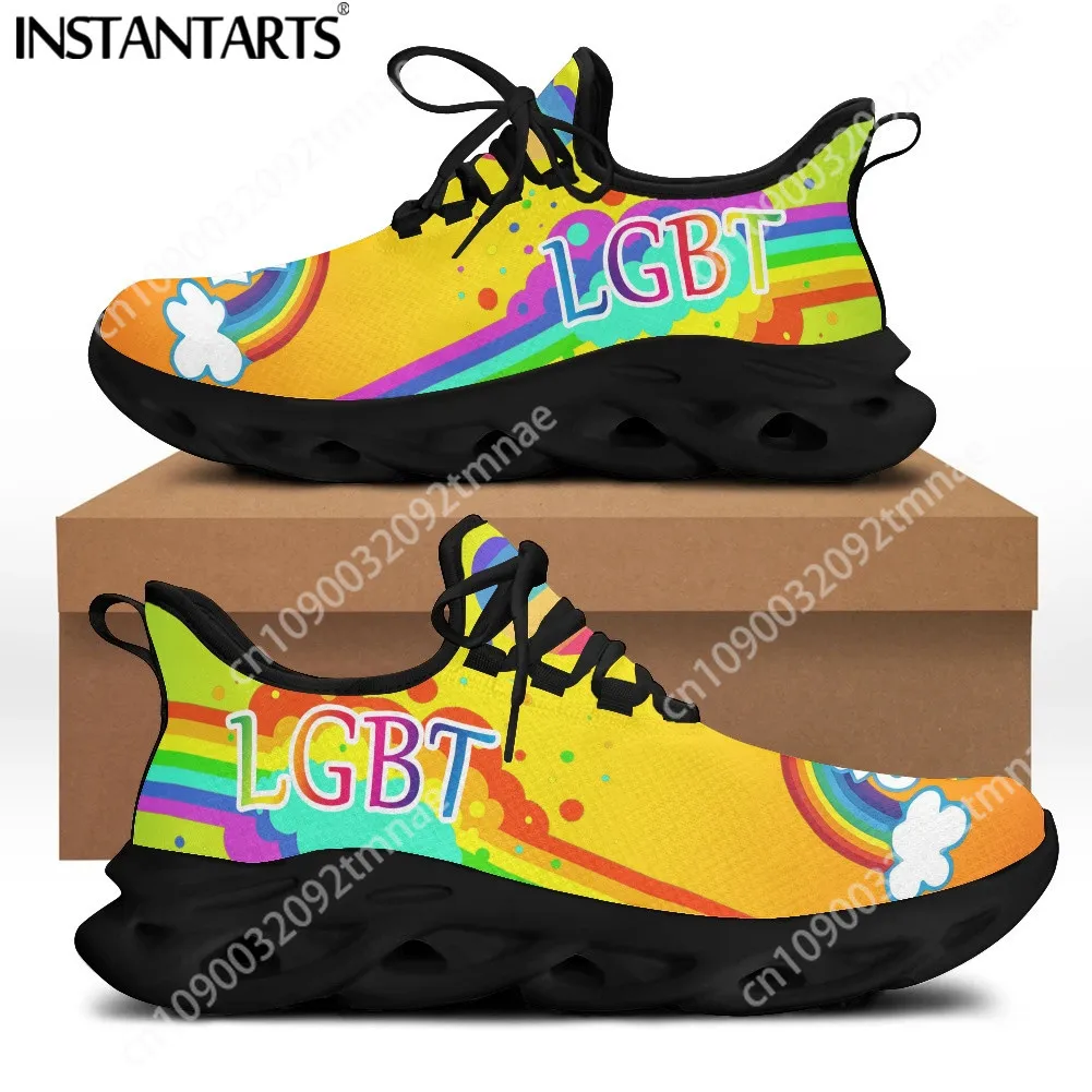 Custom Casual Shoes for Women Brand Design LGBT Friends Rainbow Flag Print Flats Sneakers for Men Lace Up Footwear zapatos