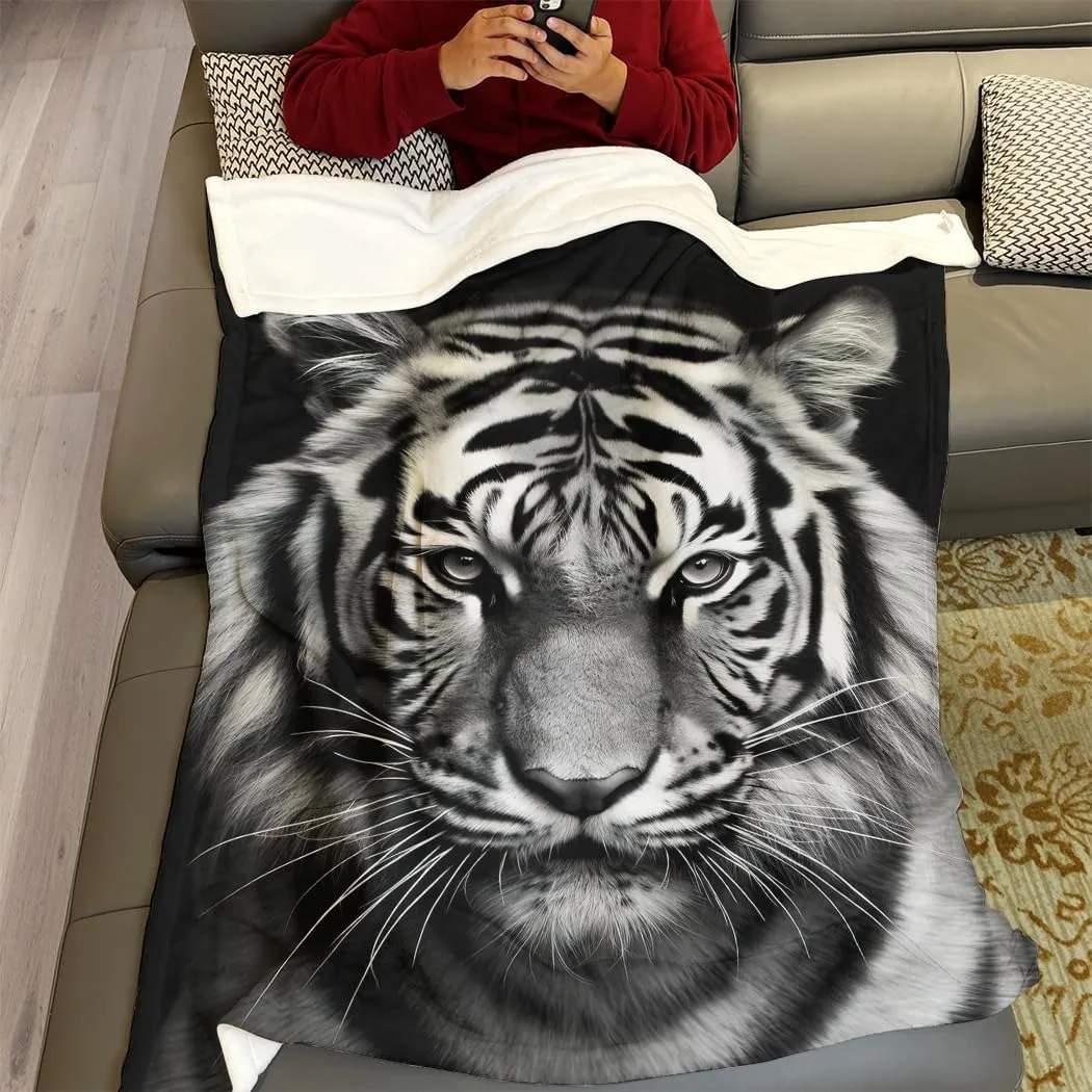 النمر الأبيض رمي رقيقة بطانية الحيوانات المطبوعة خفيفة الوزن للأريكة ديكور المنزل هدية للأسد النمر الأيائل الدببة الكلاب القطط عشاق