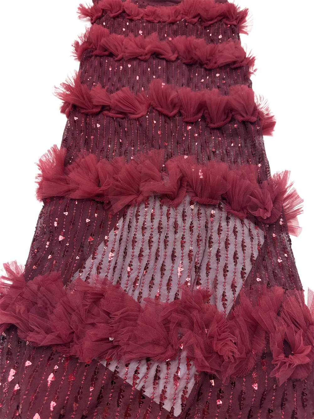 Elegant French Beaded Net Lace Fabric New Arrival Africa Nigerian Sequins Tulle for Wedding Party Dress Hot Sale Pretty