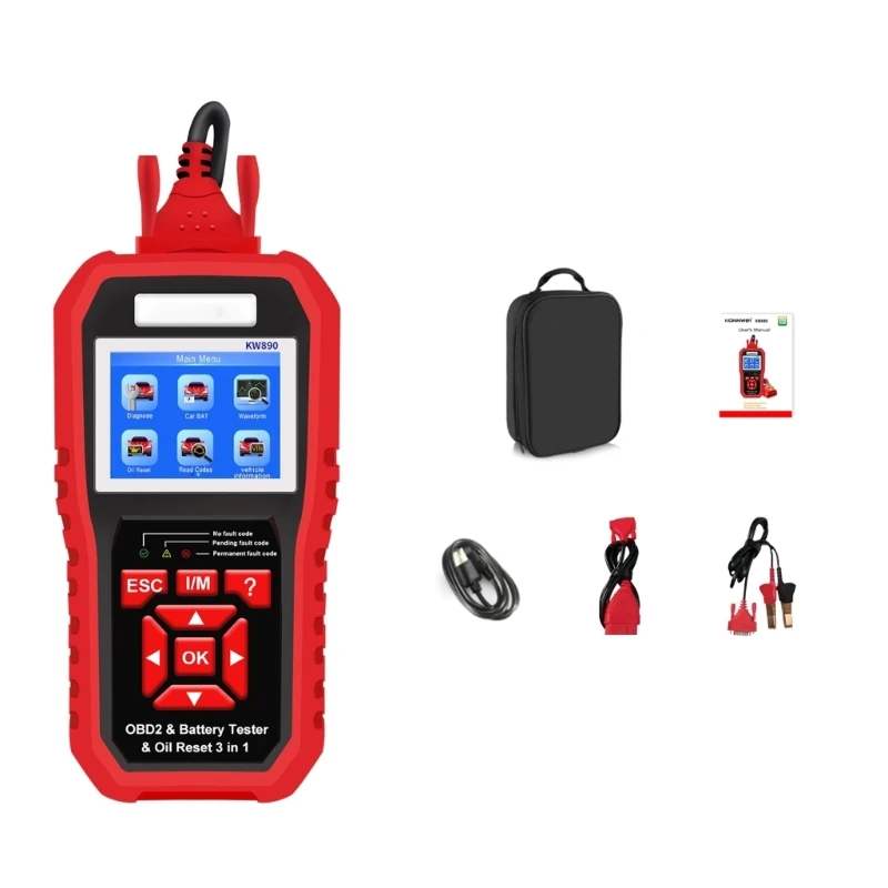 

28GB KW890 Car Scanner Battery Tester Oil Reset Special Function 3 In 1 Read And Erase Fault Codes Automotive Diagnostic Tool