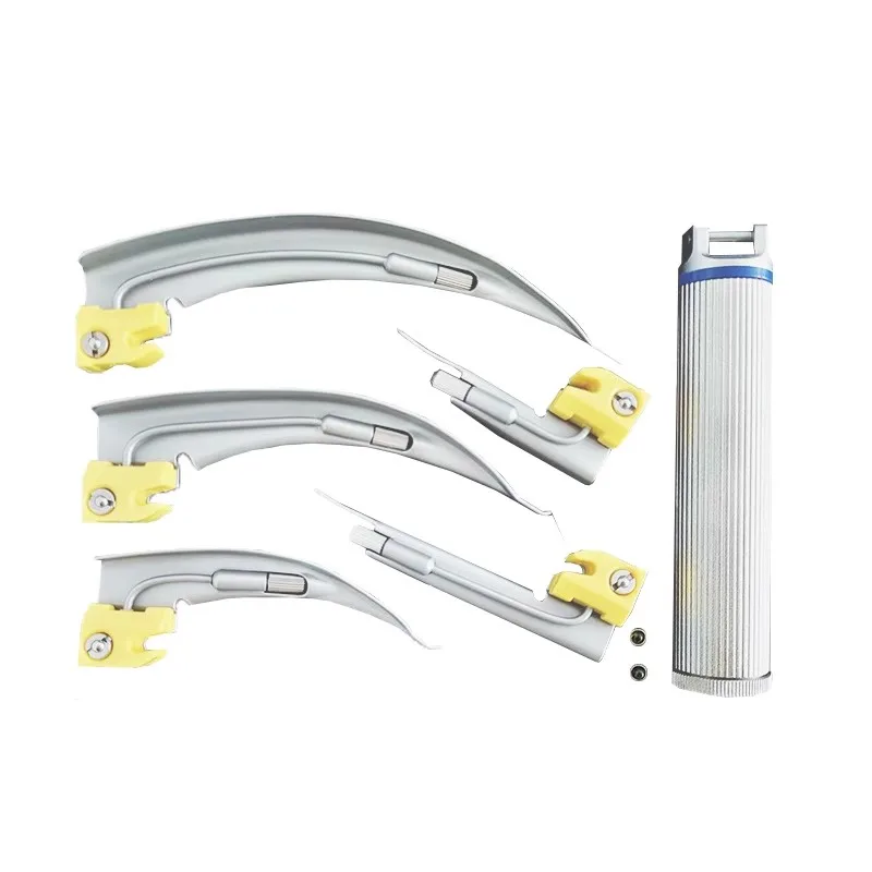 5 Blades Set Medical Adult Child Anesthesia Oral Mirror LED Tracheal Intubation Direct Animal Laryngoscope Throat Detection Tool