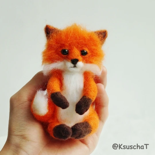 фетр для рукоделия фетр fieltro Fox Animal Wool Needle Felt Material Kit DIY Handmade Wool Felting Kit Craft For Women Beginner