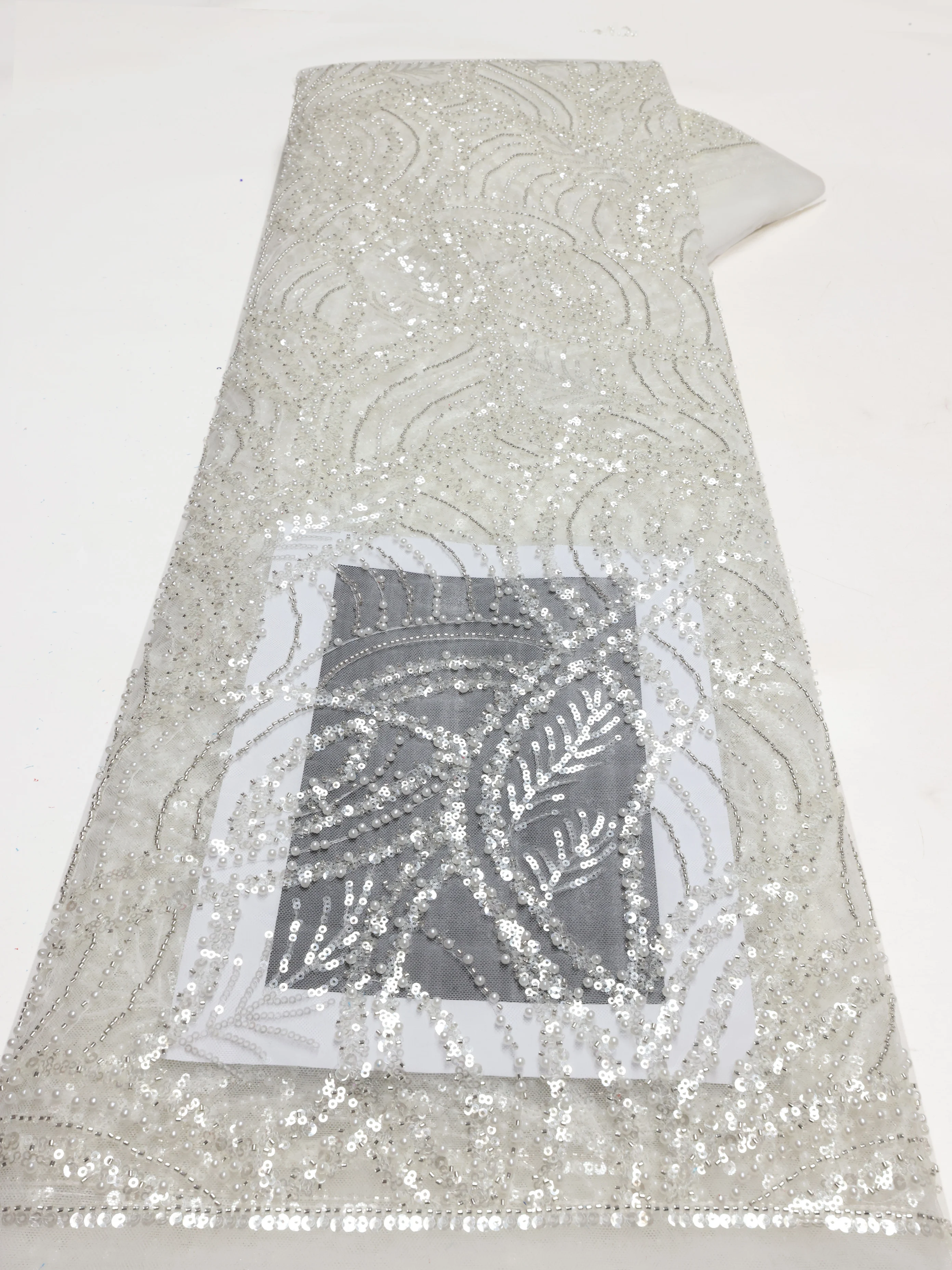 Beaded Tube Lace Embroidery African Lace Fabric 2024 High Quality Nigerian Wedding French Tulle Lace Material With Sequins 5Yard