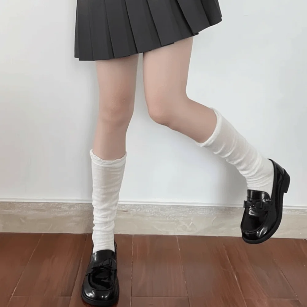1 Pair Sweet Solid Color Thigh High Stockings Loose Breathable Ballet Hosiery Bubble Toe Design Thin Lolita Socks for Women