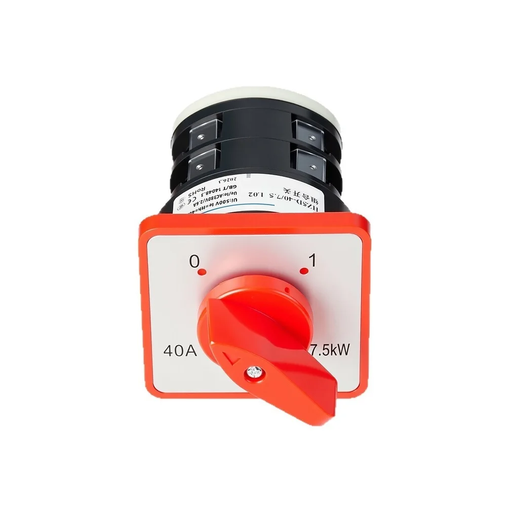 40A 7.5kW 2 Position 2 Section Rotary Switch HZ5D 40/7.5 for L 02 Flame Retardant Material for Power Distribution and Machinery